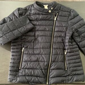 JUNIORS BLACK QUILTED PUFFER JACKET